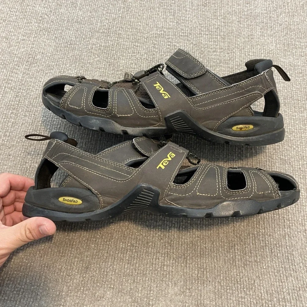 Teva Sandals Mens Size 12 Brown Closed Toe ShocPad Hiking Slip On 1001116
